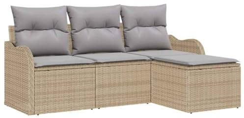 vidaXL Trädgårdsoffset 4 st Beige konstrotting