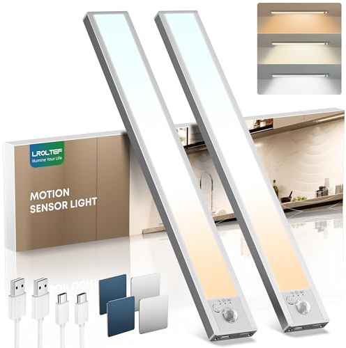 LROLTEF Schrankbeleuchtung Led Lampe mit Bewegungsmelder 30cm 2 Stück