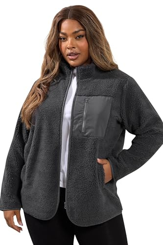Yours Curve Pocket Teddy Fleece Jacket - Women's - Plus Size Curve