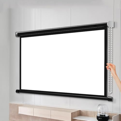 Movie Screen 60 In 70 In Retractable Projector Screen Manual Pull Down Projection Screen Retractable Pull Up Screen, Ceiling Wall Mount(72inch(4:3))