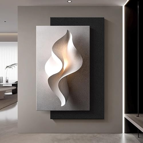 Escultura mural 3D con luces LED，Lámpara de pared LED 3D，decoración artística para salas de estar modernas，Pintura luminosa moderna para salas de estar y pasillos(C,80*120cm/31.5*47.2in)
