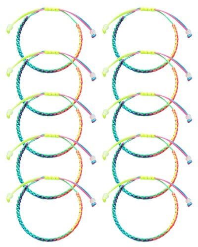 GONZTEL 10 Pezzi Braccialetti Amicizia Colorati Fatti a Mano, Intrecciati e Regolabili, per Bambini, Ragazze & Ragazzi, Set Regalo Arcobaleno.