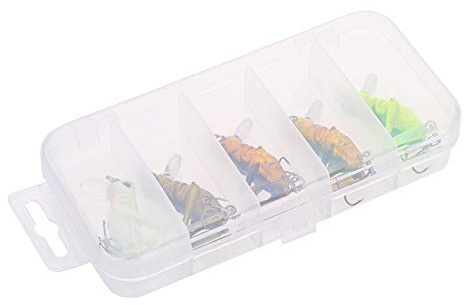 DAN&DRE Lote de Señuelos para Peces, Caja de 5 Piezas, Juego de Cebo de Pesca Artificial con 3 Anzuelos para Volar, Señuelos Luminosos y para Peces, útil para los Amantes de la Pesca, Caja Incluida