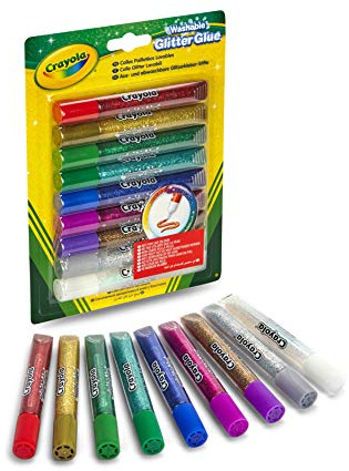 CRAYOLA Abwaschbare Glitzerkleber-Stifte für Kinder, Klebstoff mit Glitzerpartikel Effekt, für Schule und Freizeit, 9 Stück, 69-3527