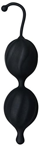 Black Velvets Balls - softe Silikon-Liebeskugeln für Frauen, Loveballs mit Rückholband, Liebeskugel-Duo mit rotierenden Vibrokugeln, schwarz