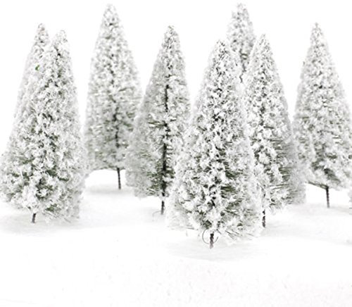 Cedar Trees Model 10 Pcs Landscape Sand table model white Landscape Plant for DIY Craft Scenery Landscape 10cm