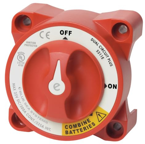 Blue Sea Systems 5511e e-serien batteribrytare dubbel krets Plus, röd