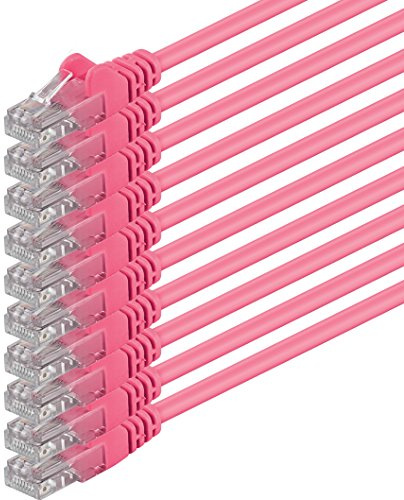 1aTTack.de 10x 0,25m Câble Réseau Cat6 Cat 6 - RJ45 Ethernet LAN DSL Routeur Modem - Magenta