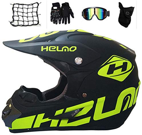 MRDEAR Casco MTB Off-Road con Occhiali Guanti Maschere Rete Elastica Moto, Adulto Casco Motocross, Caschi Cross Country Integrale per Motard Cross Race ATV Downhill Scooter Uomo Donna,XL
