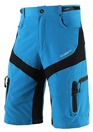 BERGRISAR Cykelshorts herr MTB mountainbike cykelshorts säckiga cykelbyxor med 6 fickor 1806BG, Blå-ingen vadderad, XXL
