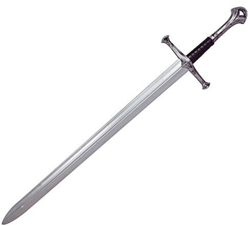 LOOYAR Middle Ages Medieval PU Foam Two Handed Sword Toy Great Sword Weapon Toy for Knight Soldier Warrior Costume Battle Play Halloween Cosplay LARP Silver?