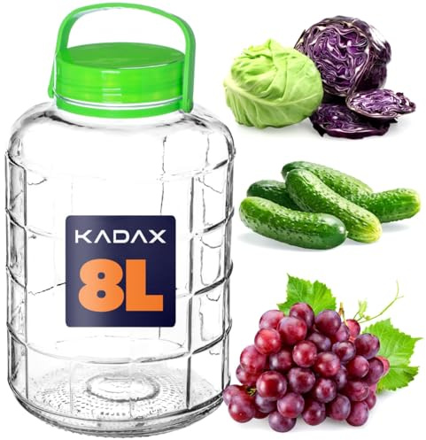 KADAX Tarro para pepinos con tapa, tarro de conserva, botella hermética, frasco de cristal universal, tarro de almacenamiento para pepinos (8 L)
