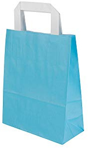 BIOZOYG Bolsas de papel con asas planas 80g 18+8x22cm I bolsas de papel kraft robustas I bolsas de regalo grandes para fiesta I bolsas con fondo sólido 25 bolsas de papel azul claro