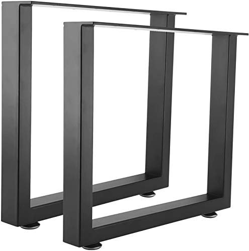 Homtone 2er-Set Schwerlast Metall Tischbeine, Industrielle Stahl Bankbeine Tischfüße für DIY Couchtisch, Sitzbank, Esstisch, Schreibtisch, Schwarz (H40xW45cm-Square)