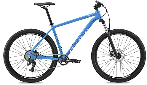 Eastern Bikes Alpaka 29 Lightweight MTB Mountain Bike, 9-Speed, Hydraulic Disc Brakes, Front Suspension Available in 4 Frame Sizes. (21, Blue)