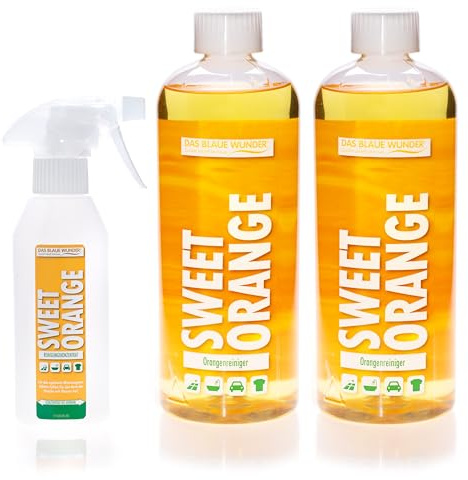 Das blaue Wunder Orangenreiniger Sweet Orange Konzentrat 2 x 750 ml | Universalreiniger | Fettlöser | Fleckenentferner | als Bodenreiniger, Badreiniger, Küchenreiniger | inkl. Sprühflasche