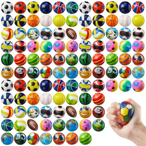 Yunsailing 108 Pcs Mini Stress Balls Bulk 2.4'' Sensory Fidget Ball Treasure Box Prizes Soft Assorted Stress Relief Toys for Hand Wrist Finger Exercise Adult Teen Party Favor Classroom