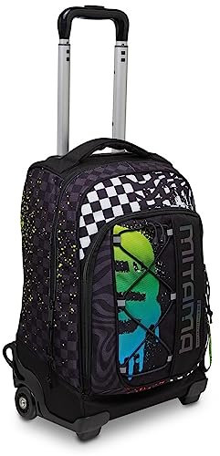 Mitama Vagn School DR.TROLLEY #BDBF - FLUO SPOTS, svart - Vattentät dubbelfacksryggsäck - Utfällda axelremmar - Barnvagn Resor, Handbagage, Svart, Taglia unica, Modern