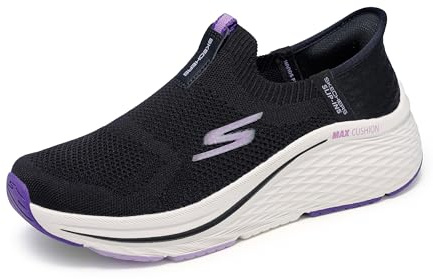 Skechers Max Cushioning Elite 2.0 Eternal Baskets à Enfiler Mains Libres pour Femme, Noir/Violet, 35.5 EU