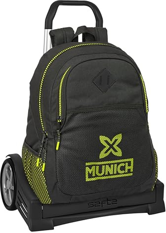 Safta MUNICH BEAT - Mochila Escolar, Espalda Ergonómica, con Carro Evolution, Ideal para Niños de Diferentes Edades, Cómoda y Versátil, Calidad y Resistencia, 32x16x44 cm, Color Negro