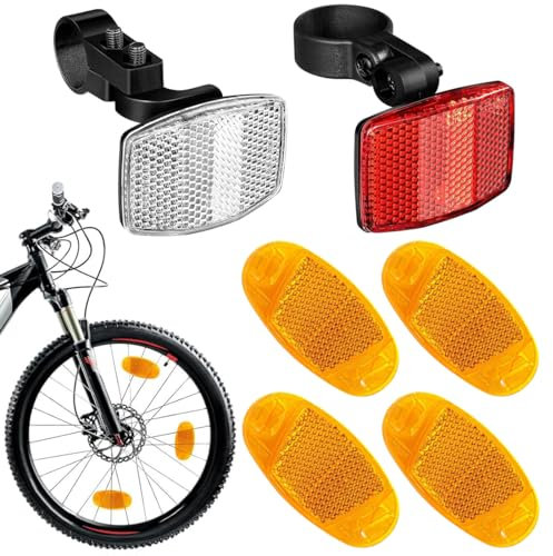 HAMKU Speichenreflektor Und Lichtclip-Set,6-Teiliges Katzenaugen-Fahrrad Für Kinder,Fahrrad-Reflektor Vorne Und Hinten,Geeignet Für Rennräder,Mountainbikes,E-Bikes