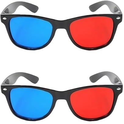 2Pcs Red and Blue 3D Glasses Universal TV Movie Dimensional Video Frame 3D Glasses DVD Game Glass 3D Style Glasses for 3D Movies Games, 3D Viewing Glasses,Light Simple Design 3D Glasses Accessories