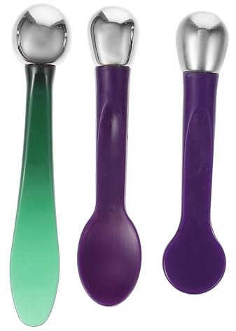 VILLCASE Lot de 3 Cuillères de Beauté Visage et Yeux, Outils de Massage Contour des Yeux, Spatules Cosmétiques Compactes pour Application Crème, Soins, Usage Maquillage Femme, Format Portable