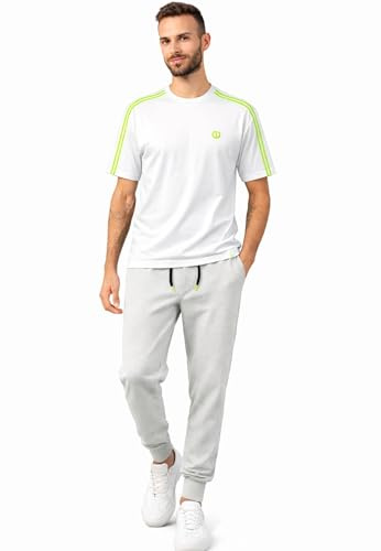 Intimitaly Tuta Uomo Sportiva, Maglia in Cotone e Pantalone in French Terry, Regular Fit, per Palestra e Tempo Libero (IT, Testo, M, Regular, Regular, GCM71 BIANCO GRIGIO)