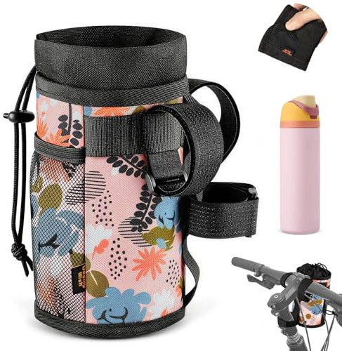 Desing Wish 12-24oz Porte Gourde Velo sans Vis Bidon Porte Velo avec Poche en Maille Porte Gourde VTT pour Bouteille Vélo Guidon Poussette Porte Gourde Scooters Fauteuil Roulant Randonnée Accessoires