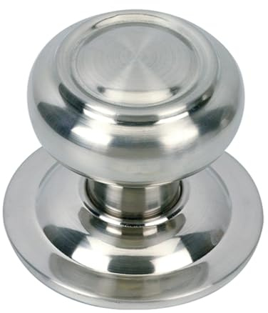Pomo para Puerta de Entrada Acero Inoxidable, Diseño Seta Ergonómico con Aros, Manilla Fija Decorativa Universal, Incluye Tornillo Pasante 8mm para Instalación Sencilla en Puertas de Acceso Exterior I