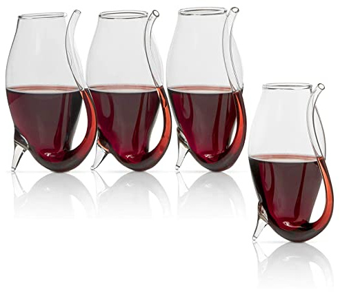 The Wine Savant Crystal Port and Dessert Wine Sippers, Dry Sherry, Cordial, Aperitif & Nosing Copitas Tasting Glass - Dinner Drink Glassware Glasses | Set of 4-3 oz Sipper | -