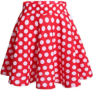DRESSTELLS Gonna Donna Gonne Estive Versatile Pieghe Gonna da Plissettata Vita Elastica Gonna A-Line Gonna a Pois, Red White DOT S