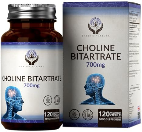 EN Cholin | 120 Kapseln Choline Hochdosiert - 700mg Extrakt pro Portion | Cholin-Bitartrat Supplement | Gentechnik-, Gluten-, & Allergenfrei | Hergestellt in Großbritannien