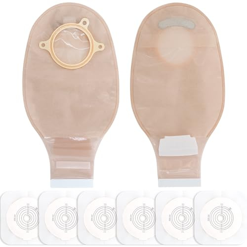 SUCONBE Ostomy Supplies, 21PCS Colostomy Bag with Hook-and-Loop Closure- 15 PCS Two Piece Drainable Pouches and 6PCS Stoma Skin Barrier,Ostomy Supplies for Ileostomy Stoma Care
