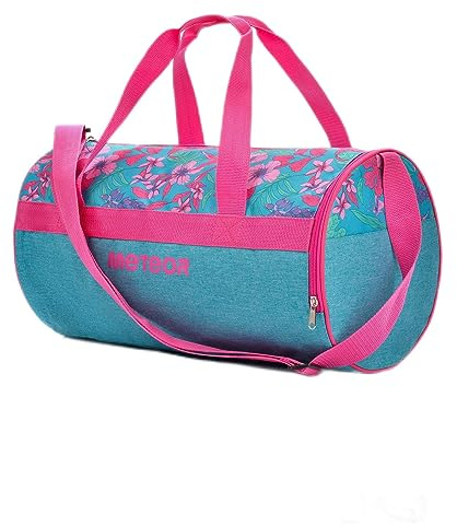Borsa Palestra con Scomparto per Scarpe Borsone Viaggio Borse Piscina Sportiva Duffel Bag per Uomo Donna - Borsa a Tracolla Spalla Weekend Campeggio Sport Fitness 25L (Blue/Pink Flowers, 25L)