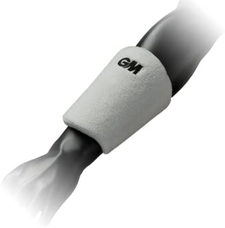 GM | Cricket | Protective Wrist Guard | Hard Outer Shell with High-Density Shock-Absorbing Foam | Pre-Curved Shape for Comfort | Soft Touch Towelling Sweatband | White | Adult Ambidextrous