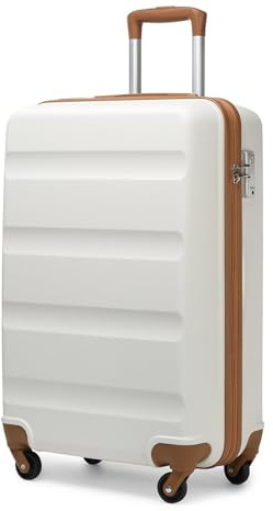 Kono Carry On Suitcase Small Lightweight Hand Luggage with 4 Spinner Wheels & TSA Lock ABS+PC Hardshell Cabin Bag Travel Case (Cream White)