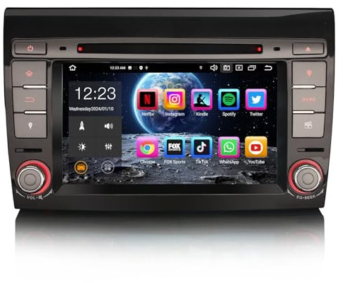 Erisin 8-Core Android 13 Autoradio Navigatore GPS per FIAT BRAVO, 7 Pollici Capacitivo IPS Touch Screen Supporto Lettore DVD Wireless CarPlay Android Auto Bluetooth 5.0 DSP DAB+WiFi OBD2 4GB+64GB