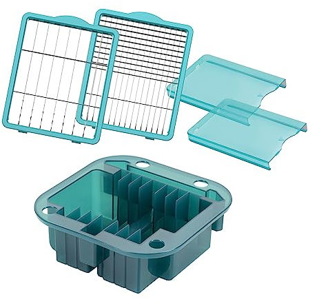 Genius Nicer Dicer Chef Professional Gemüseschneider Zubehör Set 5 tlg. Gemüsehobel Aufbewahrungseinsatz, Messereinsätze, Schutz für Messereinsätze, Türkis