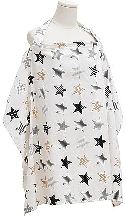 SONARIN Cubierta de Lactancia,Funda de Lactancia Transpirable Pañuelo Lactancia Materna Manta Lactancia Bufanda de Lactancia Delantal Lactancia Capa de Lactancia con Correa Ajustable(Estrella)