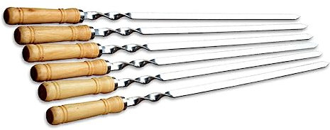 DSOUWEH 6 Pezzi 21,7 Pollici Spiedini per Barbecue Manico in Legno Ago per Griglia in Acciaio Inossidabile Bastone per Barbecue all'aperto per Gamberetti Pollo
