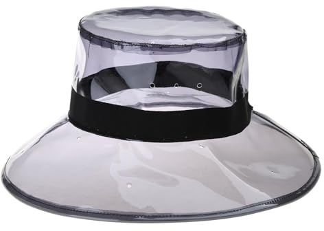 Heallege Chapeau Seau Transparent Unisexe, Chapeau de Pluie imperméable à Large Bord Brillant foncé