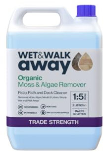 Wet & Walk Away Concentrate - Organic Moss & Algae Remover for Garden Spaces – Brighten and Clean Your Patio, Indian Sandstone, Driveway, Decking, Astroturf & Bricks – Covers up to 150m² – 2.5 Litres