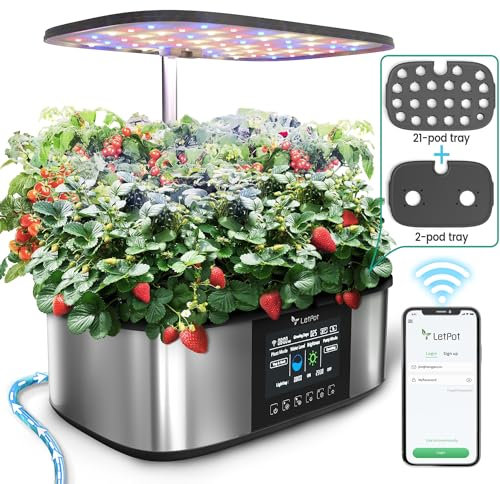 LETPOT LPH-Max Système de culture hydroponique à 21 gouttes, [2 grands plateaux de dosettes et lirigation automatique] Système de culture hydroponique intelligent pour jardin intérieur, jardin