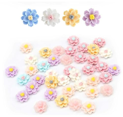 txuzong Exquis 40 Pièces Décoration Gâteau - Fleurs Marguerites Colorées pour Anniversaire, Mariage, Fête - Décoration Pâtisserie DIY pour Cupcakes, Cookies, Desserts