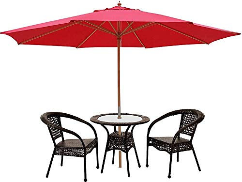 Parasoli da Giardino 13ft XL Ombrello da Patio all'aperto con Posa di faggio Tedesco in Legno in Legno Giardino caffetteria da Giardino Rosso Giardino Rosso