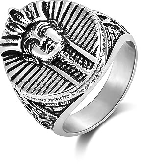 Forntida egyptiska faraos ring rostfritt stål bandring för män kvinnor punk hip hop style finger komfort passar vintage uttalande knuckle middle ringar födelsedag xmas gåva