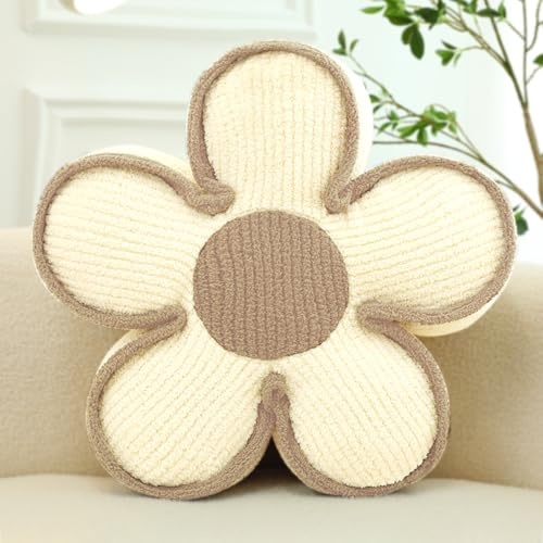 Kyduu Almohadas de Flores,50cm,Almohada Decorativa,Cojines De Sofa De Felpa,Cojín Decorativo De Sofá,Cojín de Suelo de Flores,Bonita Almohada de Flores(Blanco)