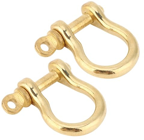 Sorandy Brass Anchor Shackle Set Rust-Free Key Ring Hook for FOB, 10mm U Shackle for Chains, 2 Pack for DIY Crafts