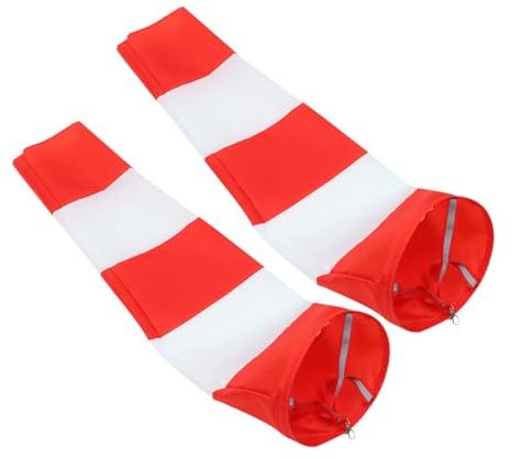 DOITOOL Mangas de Viento Impermeables 2 Piezas 60 Cm Tela Oxford Roja de Color Claro para Exterior, Bandera Direccional Resistente al Viento y Lluvia, Decoración Colgante Jardín Patio
